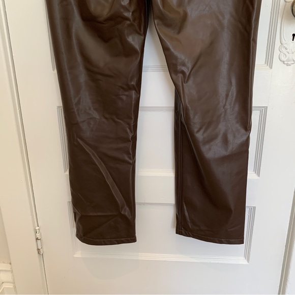 Abercrombie curve love vegan leather 90s straight pant in brown, size 31 - Picture 10 of 10